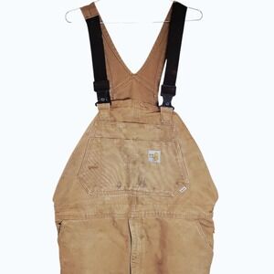 Carhartt FRR45 Flame Resistant Bib Overalls Brown 44x32 Workwear Made in USA